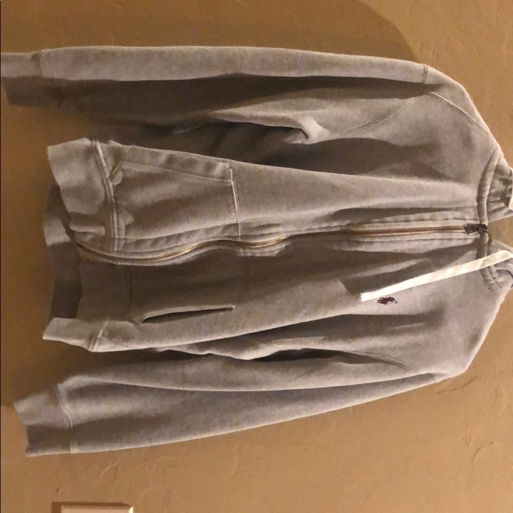 Grey polo full zip hoodie